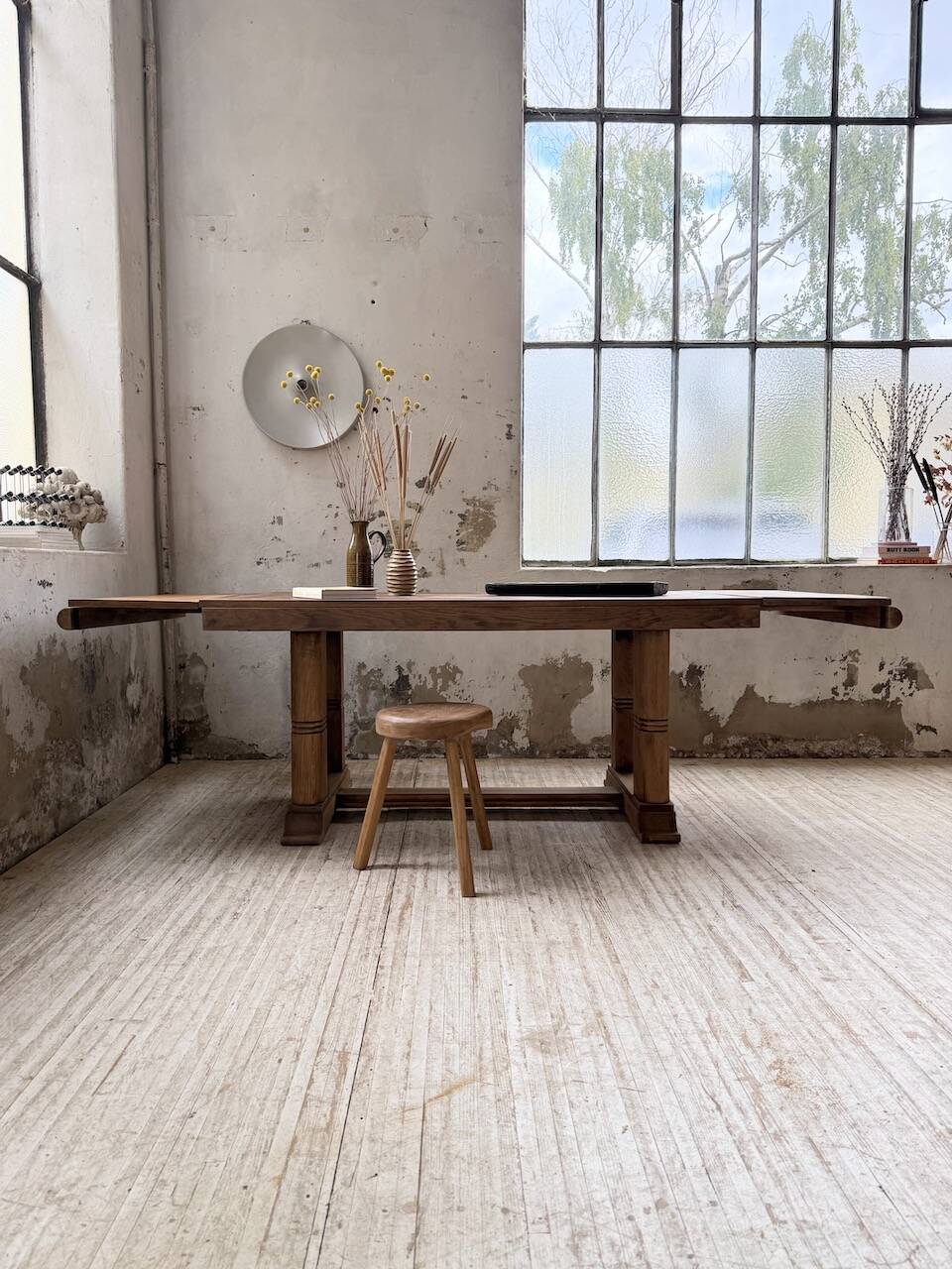 Table de repas chêne 1940 Dudouyt 240cm
