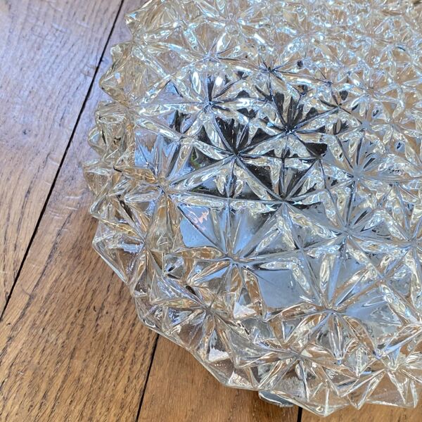 Applique murale plafonnier verre transparent luminaire ancien vintage 1970