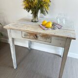 Old farmhouse table in weathered wood