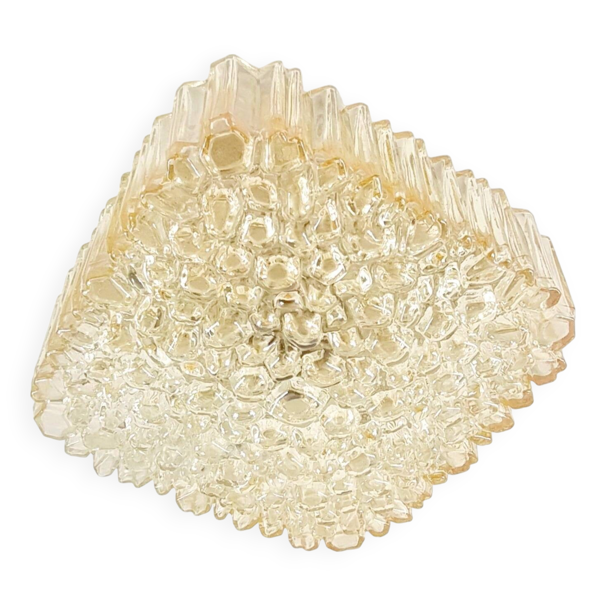 Mid Century Amber Glass Ceiling Light By Helena Tynell For Limburg, Germany, 1970s