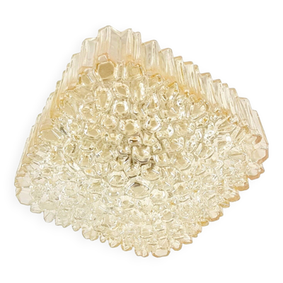 Lustre en verre ambre du milieu du siècle par Helena Tynell pour Limburg, Allemagne, années 1970