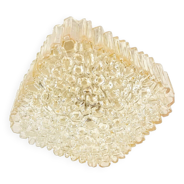 Mid Century Amber Glass Ceiling Light By Helena Tynell For Limburg, Germany, 1970s