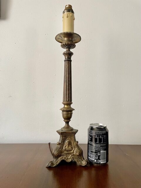 Lamp pique candle bronze silver nineteenth century
