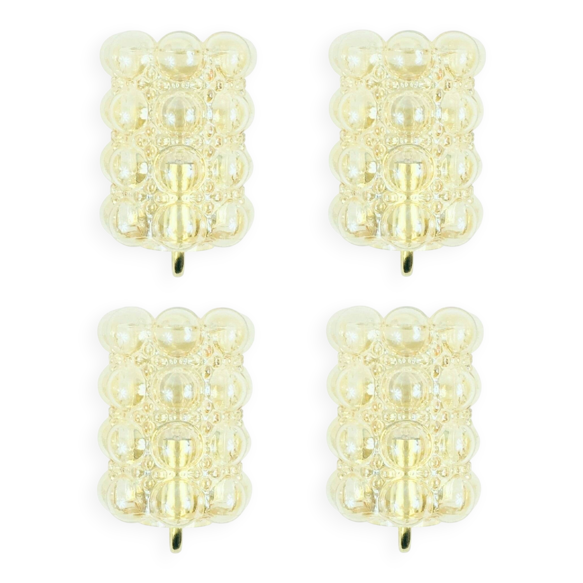 Set of 4 Mid-Century Bubble Glass Wall Lights - H. Tynell, Limburg, 1960s