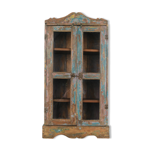 vitrine en bois patiné