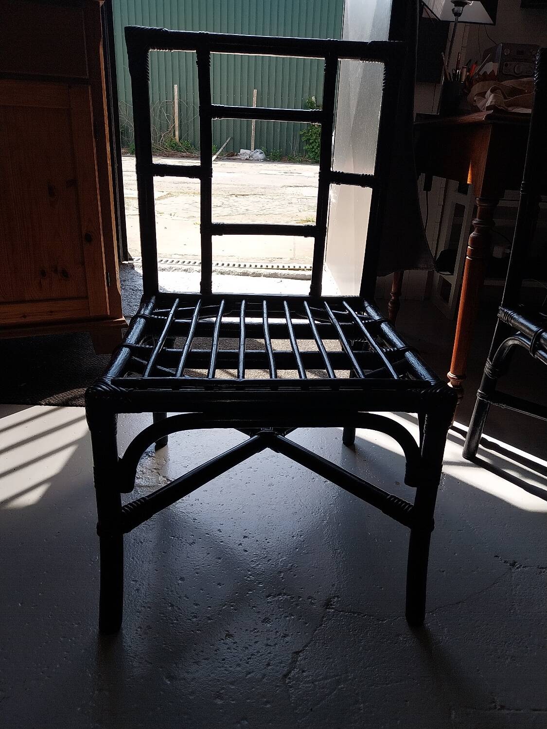 4 fauteuils en rotin noir