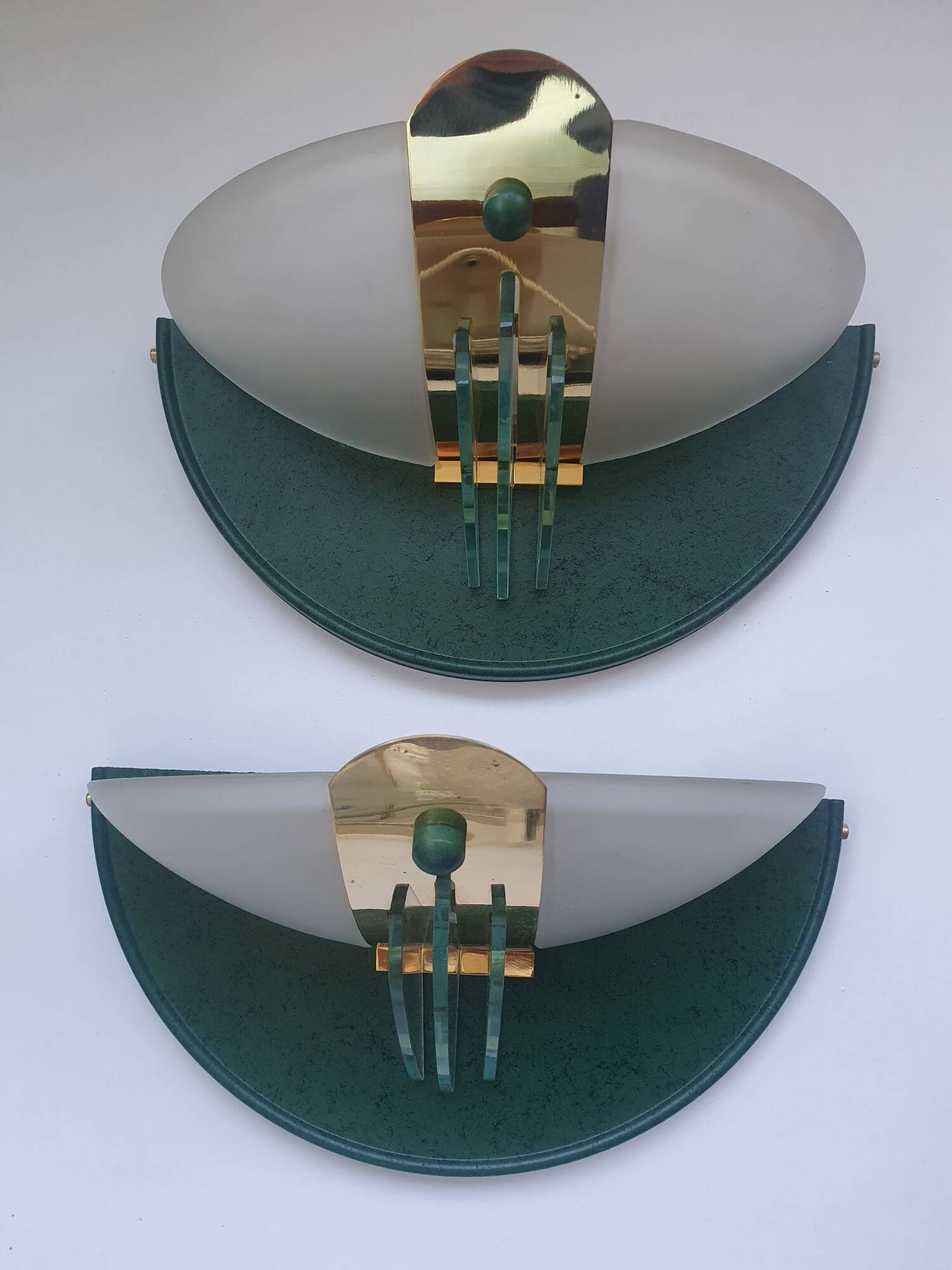 Pair of vintage gold half-moon wall sconces