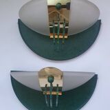 Pair of vintage gold half-moon wall sconces