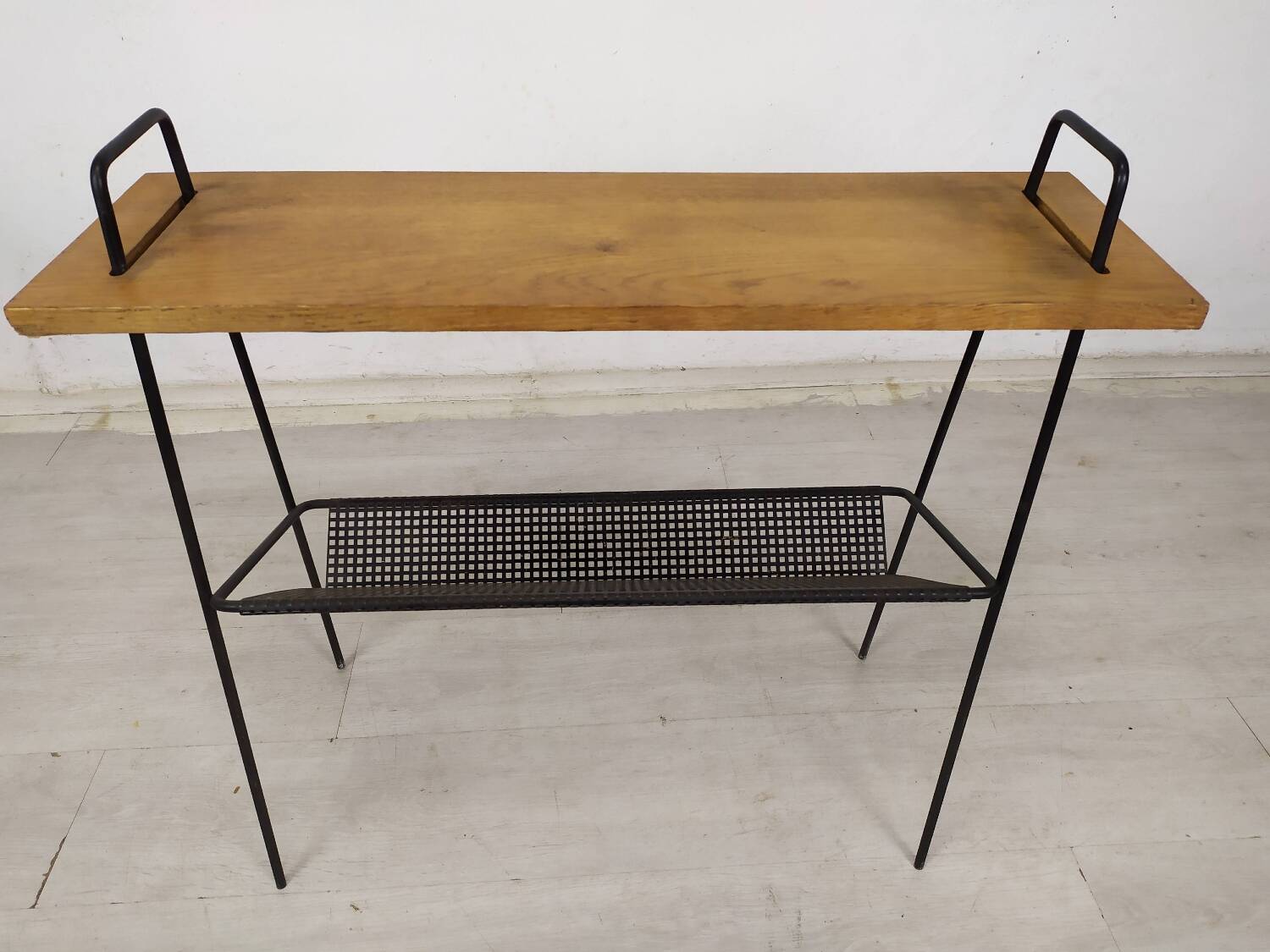 Vintage metal wood magazine rack