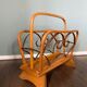 Vintage Wood and Brass Magazine Rack, 1930s