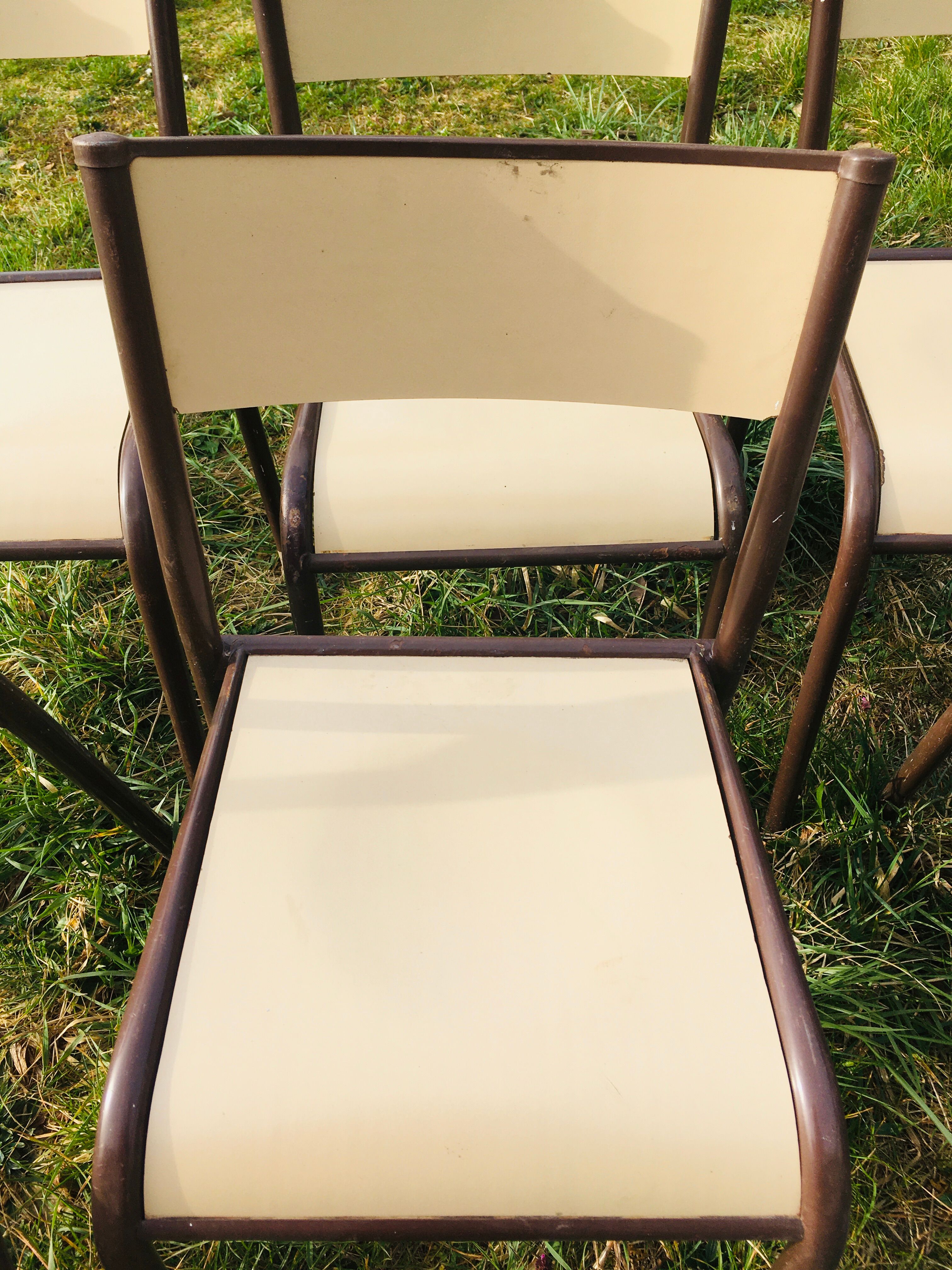 Lot de 10 chaises d'école années 70 blanc
