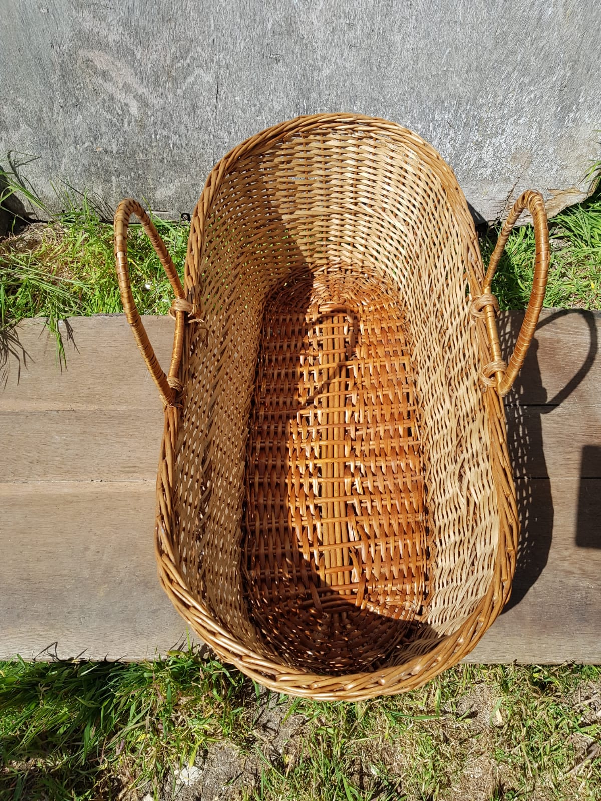 Former Couffin Bed Baby Wicker Braided With Anses - Vintage Matelas