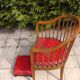 Fauteuil et repose pieds cuir Rouge
