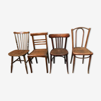 4 chaises bistrot dépareillées vintage années 50/60
