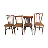 4 vintage mismatched bistro chairs