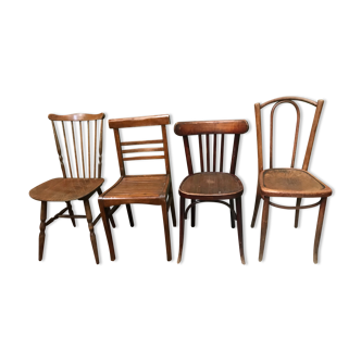 4 vintage mismatched bistro chairs