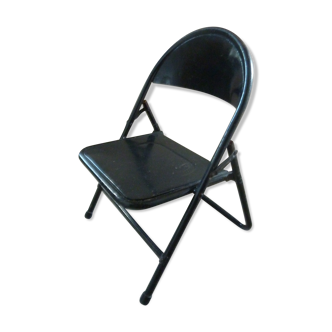 Chaise enfant en métal noir, pliante, années 70