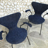 Pair armchairs 3270 butterfly series Arne Jacobsen for Fritz Hansen, vintage 1964