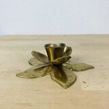 Golden brass flower candle holder