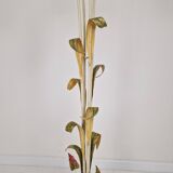 Italian Floor Lamp with Metal Stems, Leaf Details and Murano Glass Flowers