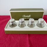 Salt and pepper "CHRISTOFLE" in solid silver in their original box, 1950.
