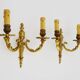 Old pair of bronze double-light wall sconces. 60s