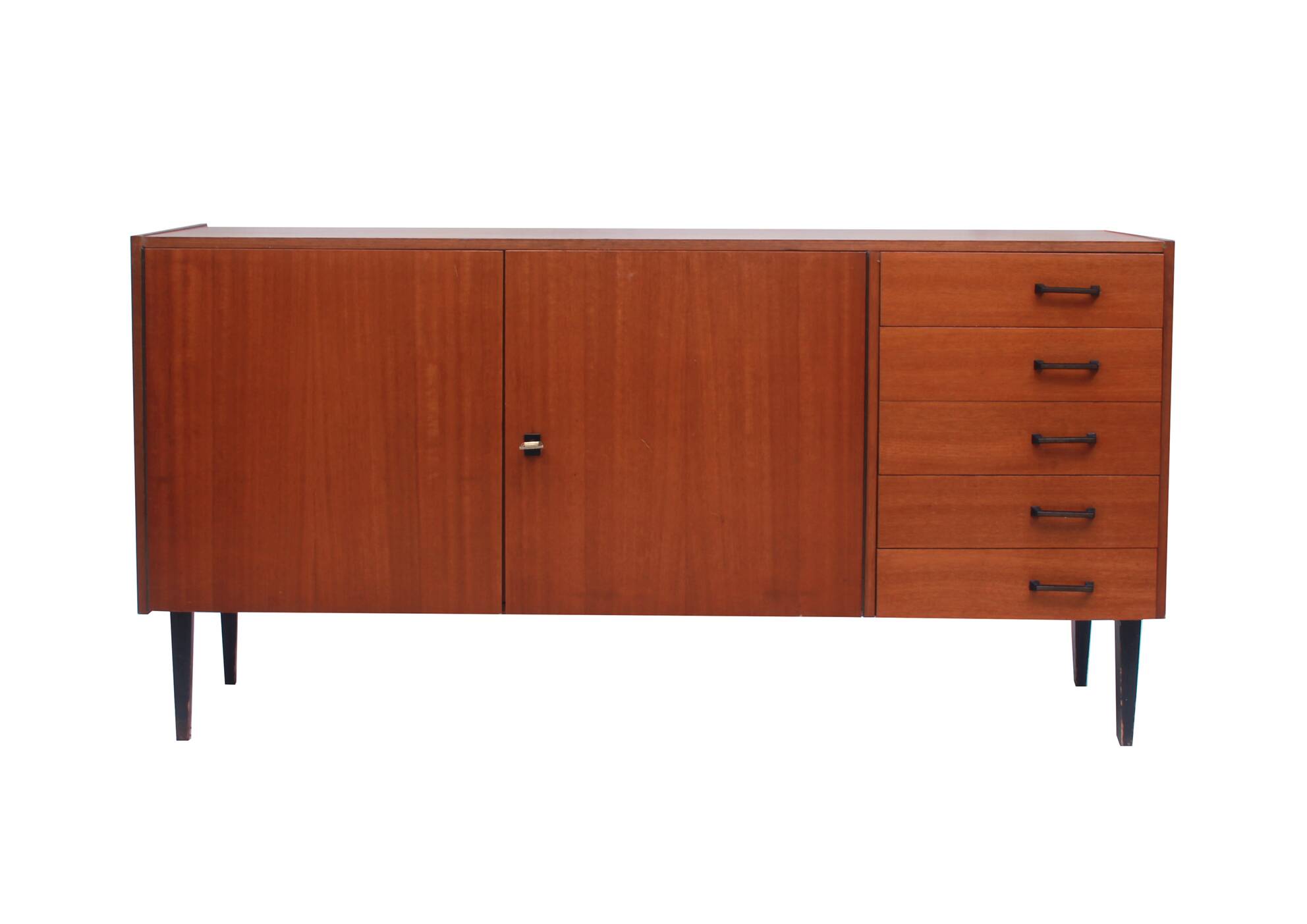 1960s sideboard with 5 drawers in walnut