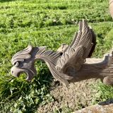 Old wooden chandelier Henri II 6 Gothic dragons