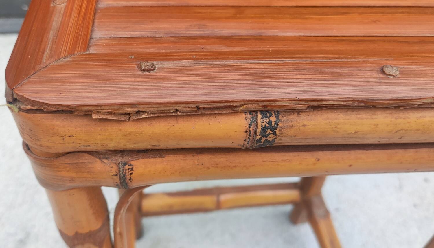 Vintage bamboo plant stand stool