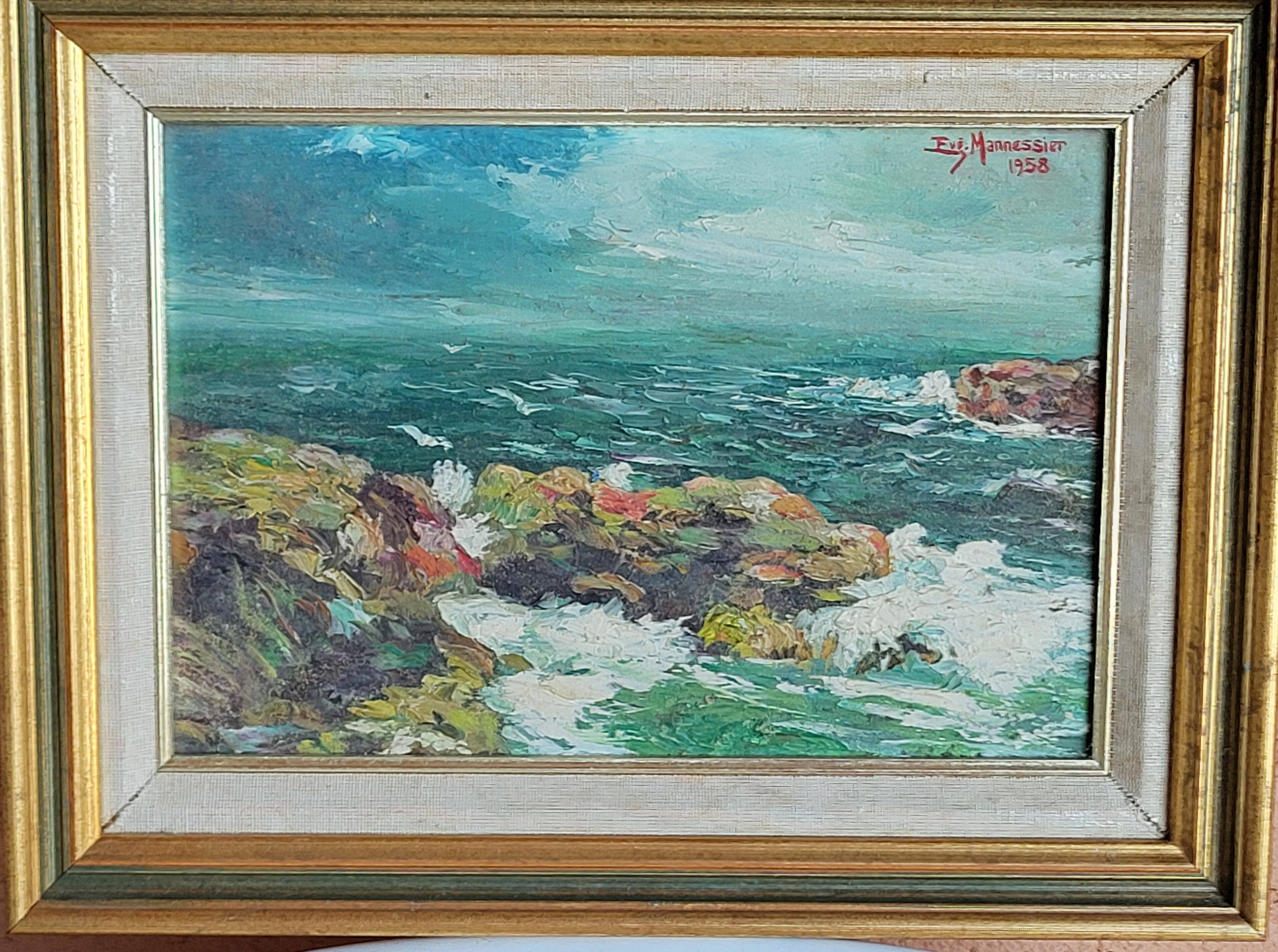 Painting signed Mannessier 1958 - seascape