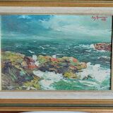 Painting signed Mannessier 1958 - seascape