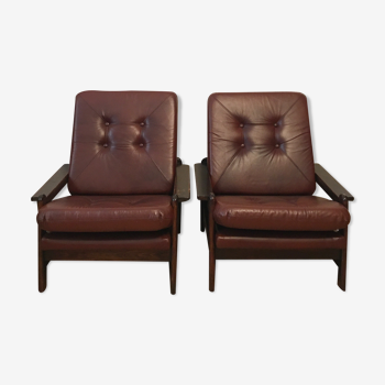 Brown vintage armchairs, 1960s