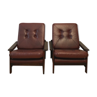 Brown vintage armchairs, 1960s