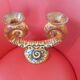 Antique Paul Fouillen candle holder. Quimper. Hand painted. 2 candles.