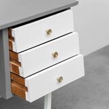 Vintage desk with drawers and metal legs 1970s modernism