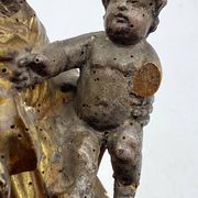 Antique wooden sculpture, Virgin and Child, 17th century