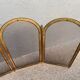 Antique brass fireplace screen from 1920, vintage spark guard.