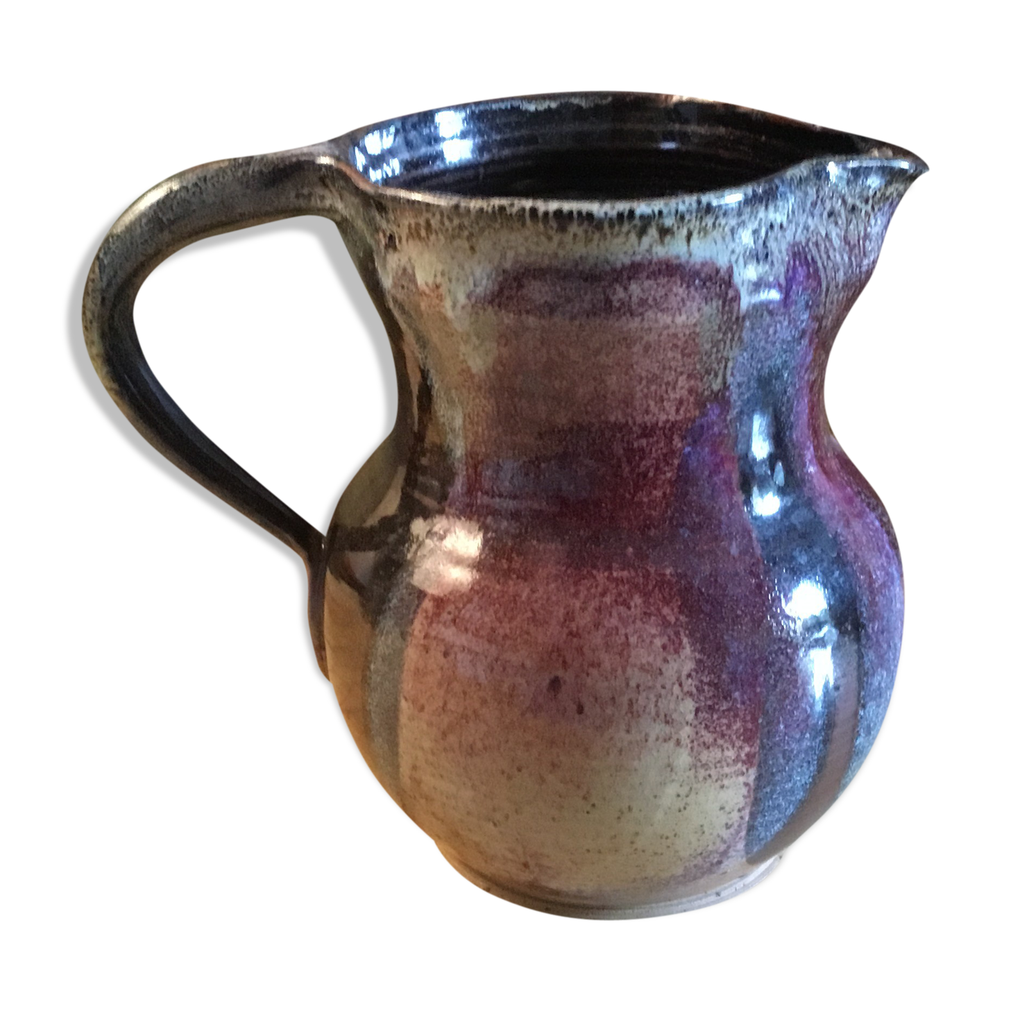 Signed varnished sandstone pitcher