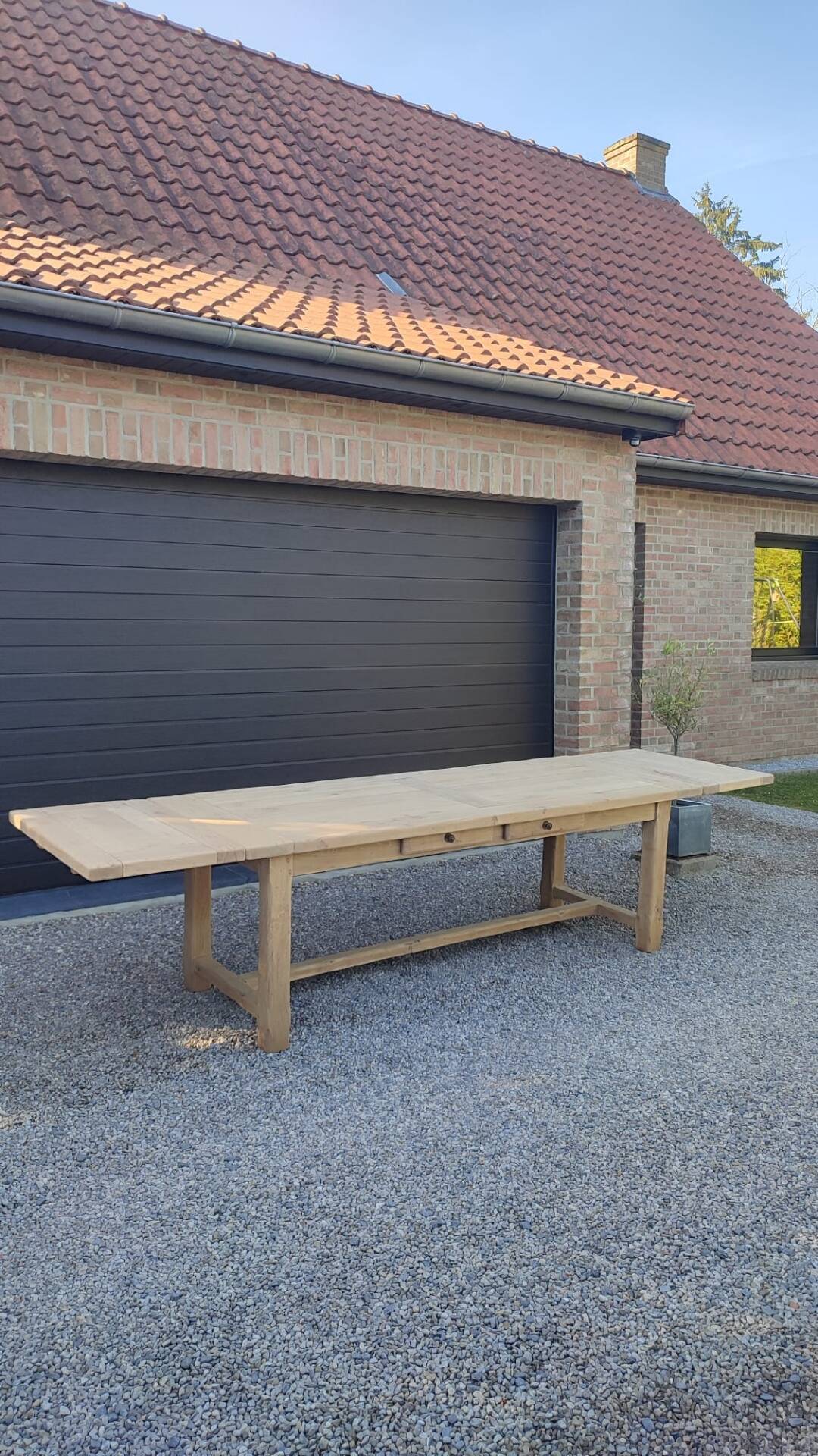 Table de ferme 3m20 chêne massif 2 rallonges