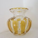 Petit vase art déco en verre cristallin jaune – Années 1950