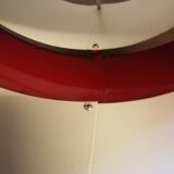 Vintage pendant light in white and red lacquered steel metal from the 70s