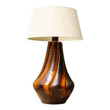 Lampe vintage en céramique, pied torsadé