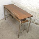 1960s double school desk in oak