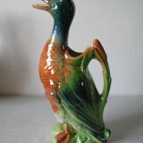 Old pitcher large duck Saint Clément ceramic slurry beautiful colors 33 cm n° 1