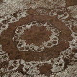 Hand-knotted bohemian turkish 1980s 212 cm x 327 cm brown rug