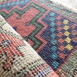 Small rug, Turkish vintage rug, Hand knotted rug,Mini door mat rug 48x85 Cm
