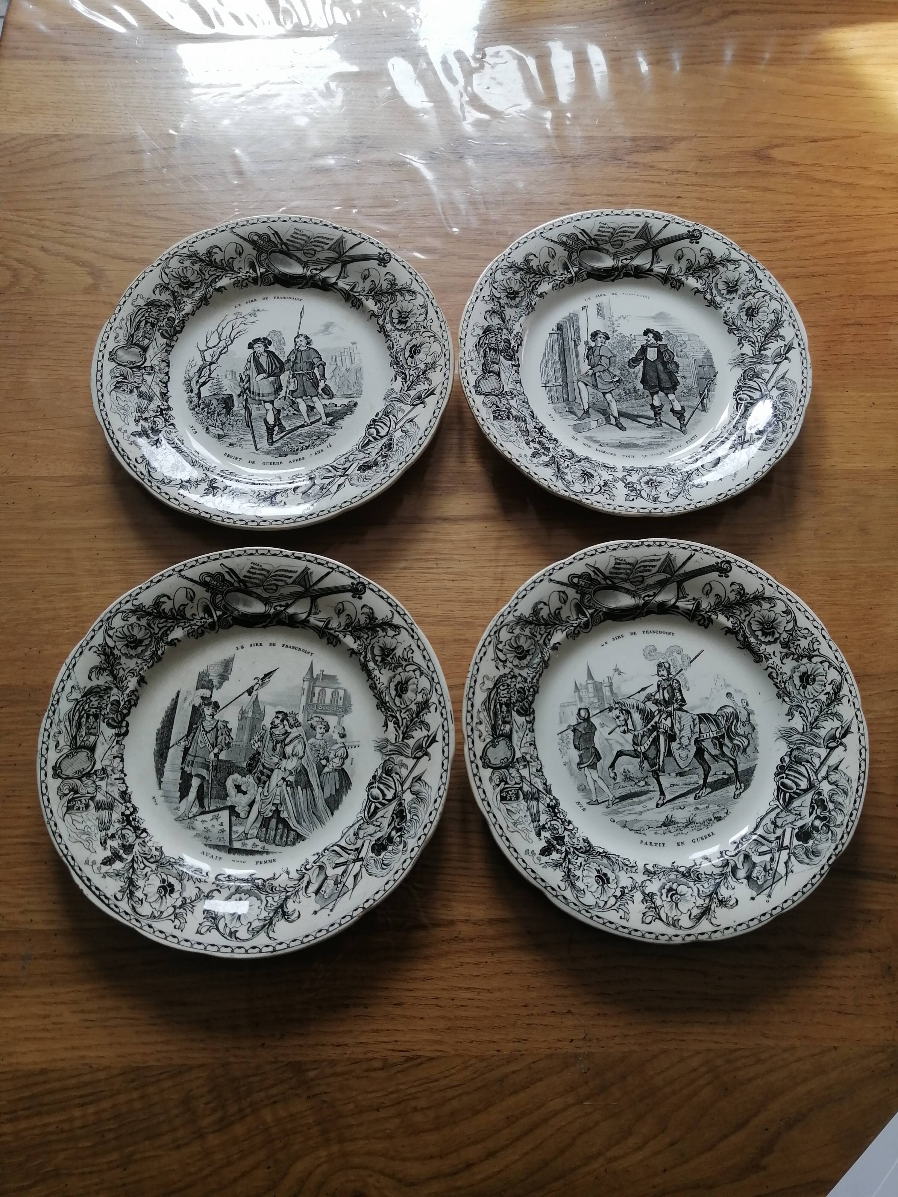 Set of eight talking plates