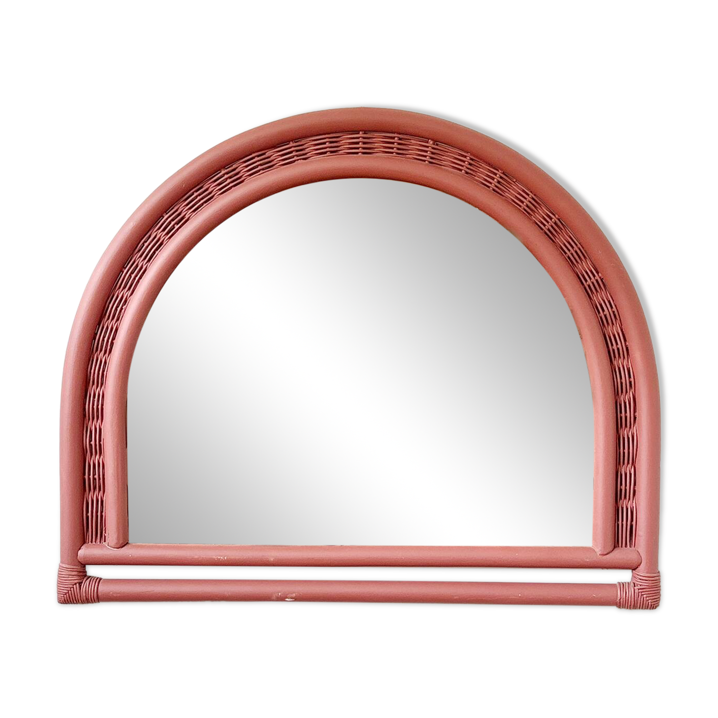 Miroir en bambou terracotta