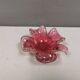 Stylish Murano glass bowl/ashtray in pink, shaped like a four-leaf clover.
