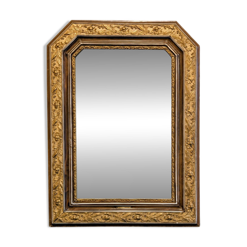 Antique gilt mirror with beveled corners, 70 x 51 cm – Chic decor
